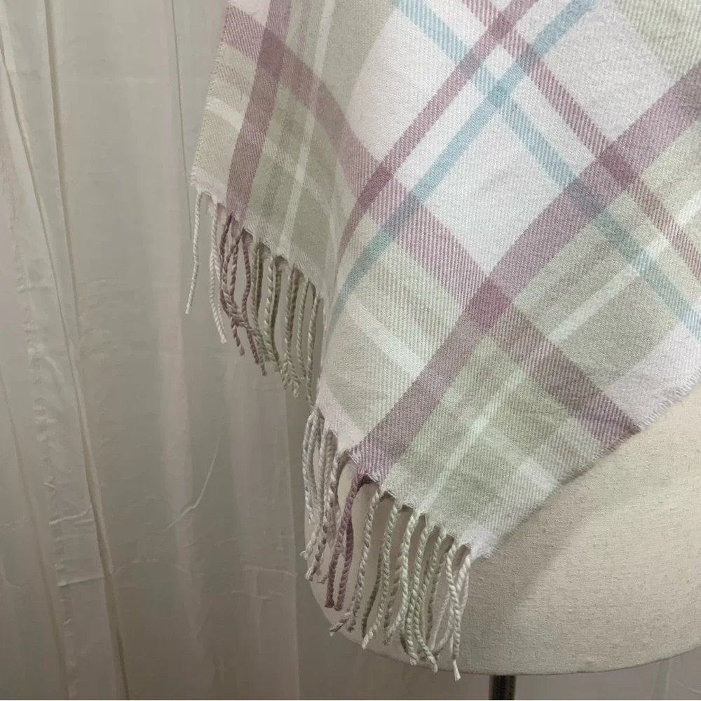 Unbranded Check Plaid Scarf Ivory‎ Light Blue Mauve Beige
